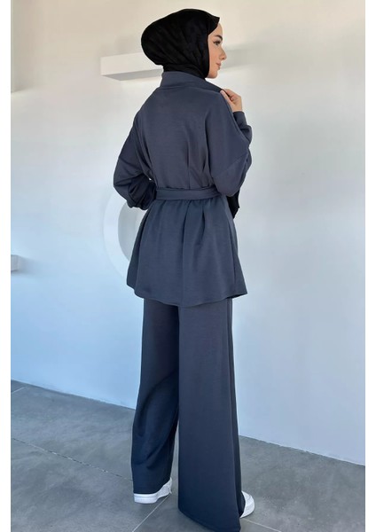 Ön Fermuarlı Pileli Tunik Bel Lastikli Pantolon Tesettür Ikili Takım P-00018989 fırsatları