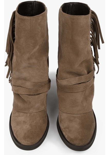 Kadın Inferno Vizon Hakiki Süet Deri Püsküllü Bot modelleri