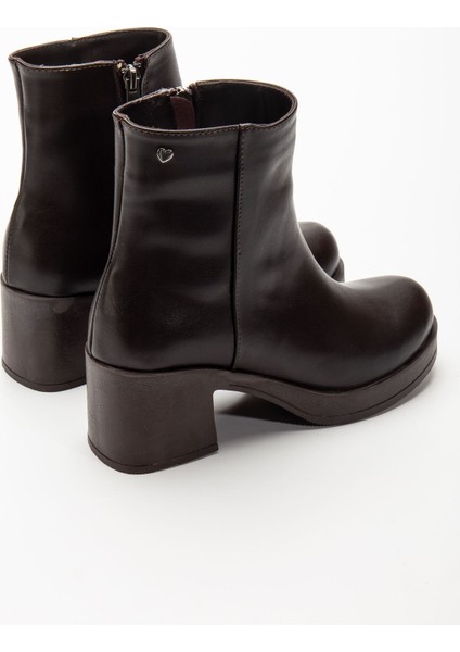 5109-3022 Kahve Fermuarlı Kalın Topuklu Günlük Kadın Bot indirimleri