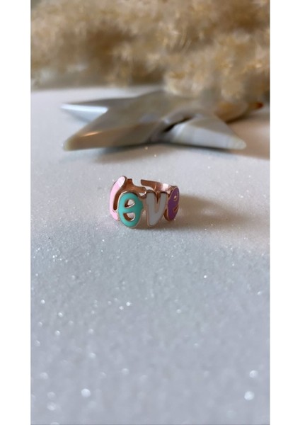 Rose Kaplama Renkli Mineli Love 925 Ayar Gümüş Yüzük indirimleri