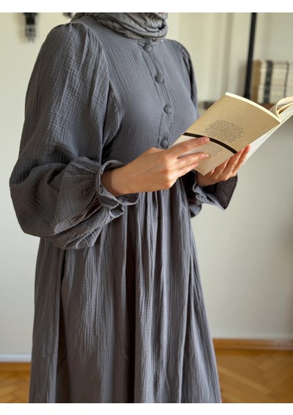 Yarımpat Yandan Bağlamalı Müslin Elbise 1004 fiyatları