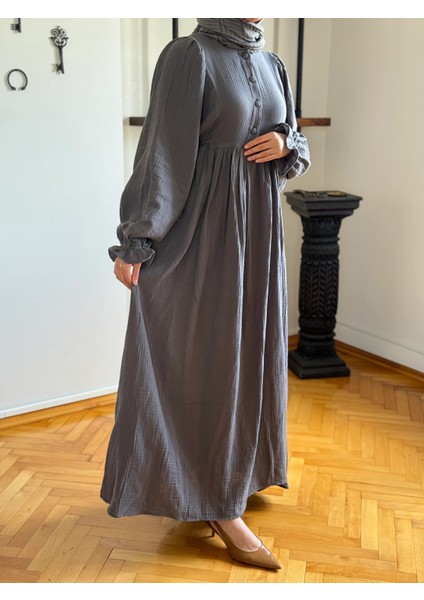 Yarımpat Yandan Bağlamalı Müslin Elbise 1004 fırsatları