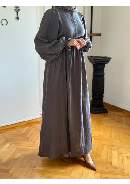 Yarımpat Yandan Bağlamalı Müslin Elbise 1004 indirimleri