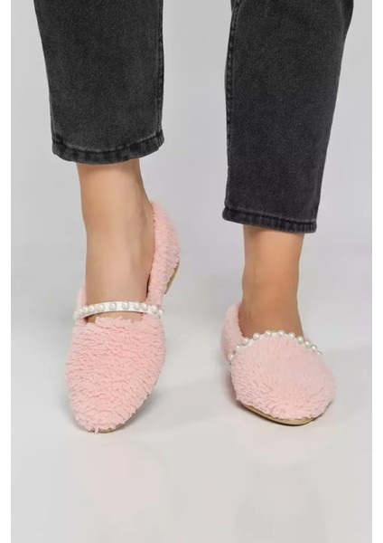 Kadın Incili Ev Babeti Yünlü - Pembe - 38 modelleri