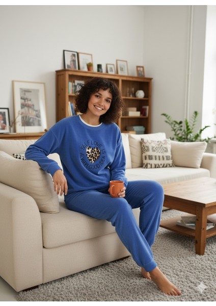 Kışlık Polar Kumaş Uzun Kol Kadın Pijama Takımı modelleri