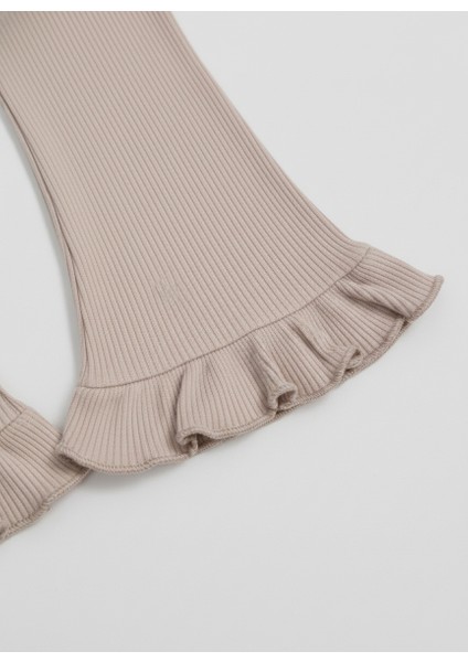 Kız Çocuk Pamuklu Ribana Fırfırlı Paça Tayt – 3'lü Renkli Set modelleri