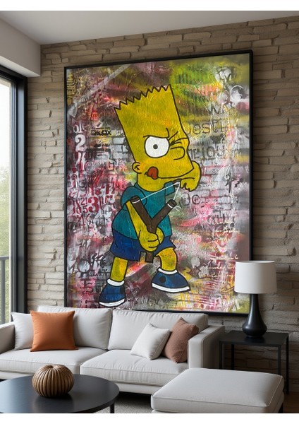 Graffiti Bart Art %100 El Yapımı Hediyelik Dekoratif Kanvas Tablo 40*60