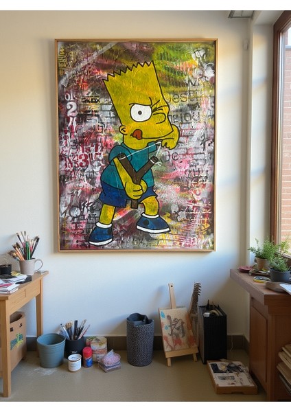 Graffiti Bart Art %100 El Yapımı Hediyelik Dekoratif Kanvas Tablo 40*60 fiyatları