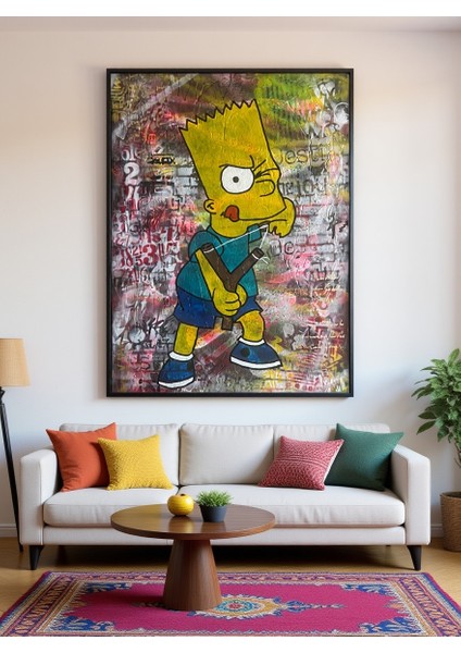 Graffiti Bart Art %100 El Yapımı Hediyelik Dekoratif Kanvas Tablo 40*60 fırsatları