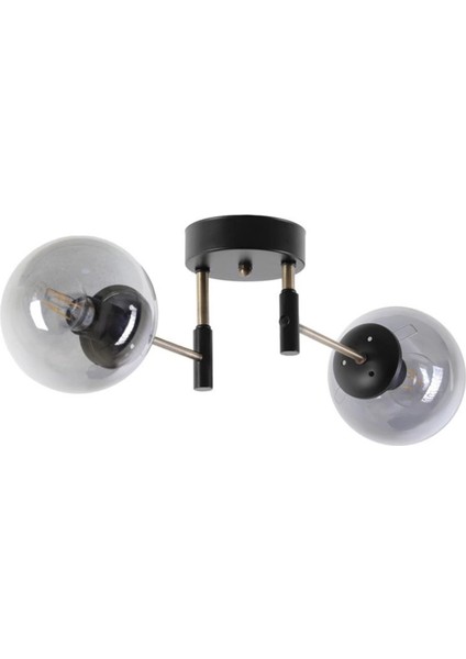 Lumexx Dolunay Ikili Siyah Füme Camlı Avize