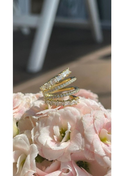 Ithal Yüksek Kalite Altın Kaplama 4 Katlı Taşlı Kıkırdak Küpe fiyatları