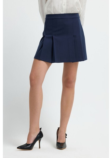 Pileli Mini Etek Lacivert 12742952006 modelleri