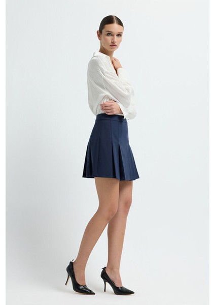 Pileli Mini Etek Lacivert 12742952006 fırsatları