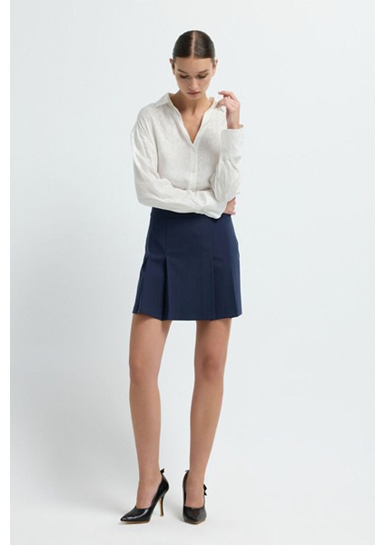 Pileli Mini Etek Lacivert 12742952006