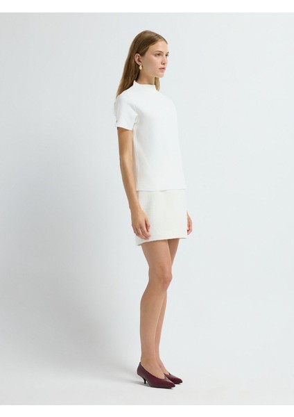 Boğazlı Kısa Kol Triko Bluz Kemik 11544535001 fırsatları