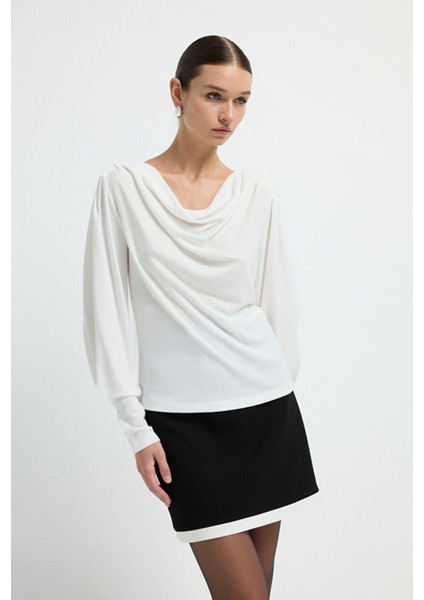 Degaje Yaka Uzun Kol Bluz Kemik 11544687001 fırsatları