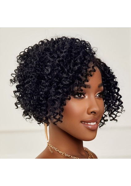 Siyah Kısa Afro Yan Tül Peruk fiyatları