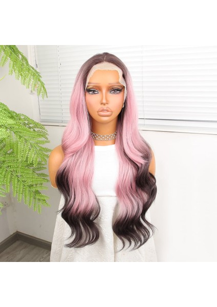Siyah Pembe Ombre Fiber Sentetik Tül Peruk fiyatları