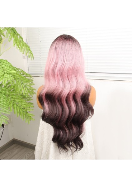 Siyah Pembe Ombre Fiber Sentetik Tül Peruk indirimleri