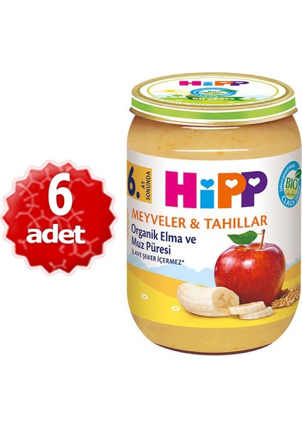 Organik X6 Adet Elma ve Muz Püresi 190 gr