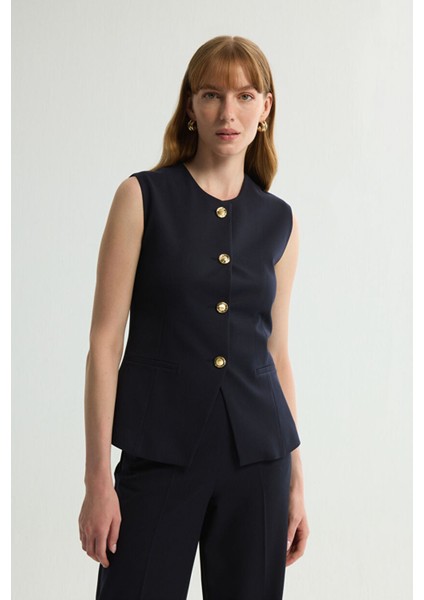 Gabardin Yuvarlak Yaka Lacivert 179L9415001