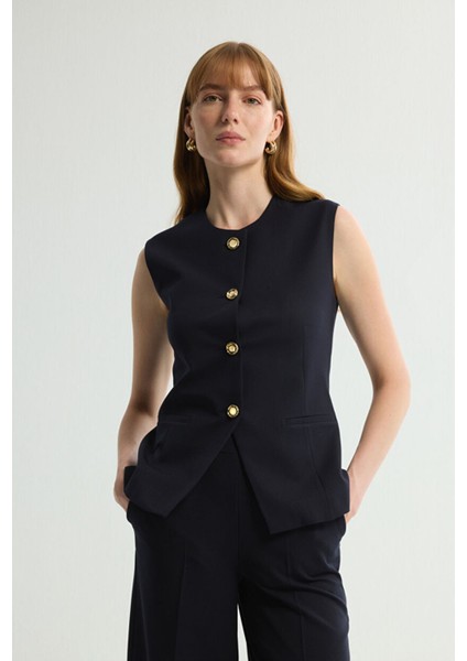 Gabardin Yuvarlak Yaka Lacivert 179L9415001 fırsatları