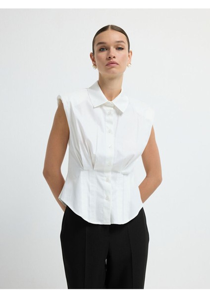 Pile Detaylı Kolsuz Gömlek Beyaz 13044815001 modelleri