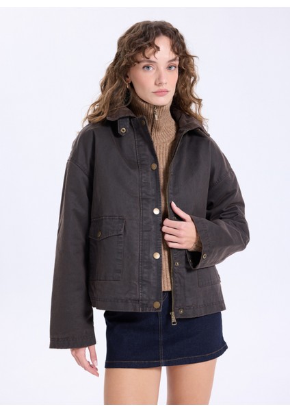 Kahve Kadın Mont J5WL-MNT7152 modelleri