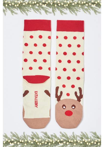 Yılbaşı Soket Çorap Ekru modelleri