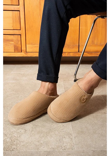 Zaros Merdane Çizgili Peluş Kumaş Içi Tüylü Kaydırmaz Taban Erkek Ev Terliği fiyatları