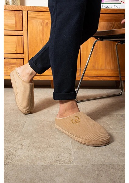 Zaros Merdane Çizgili Peluş Kumaş Içi Tüylü Kaydırmaz Taban Erkek Ev Terliği modelleri