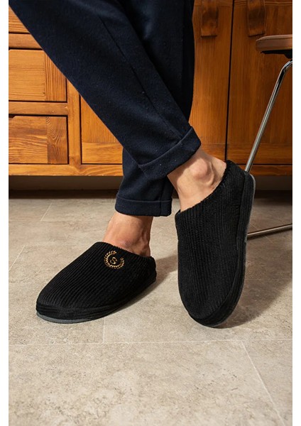 Zaros Merdane Çizgili Peluş Kumaş Içi Tüylü Kaydırmaz Taban Erkek Ev Terliği fiyatları