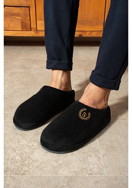 Zaros Merdane Çizgili Peluş Kumaş Içi Tüylü Kaydırmaz Taban Erkek Ev Terliği modelleri