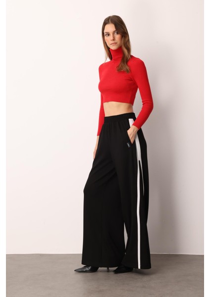 Geniş Paça Modal Pantolon-Siyah