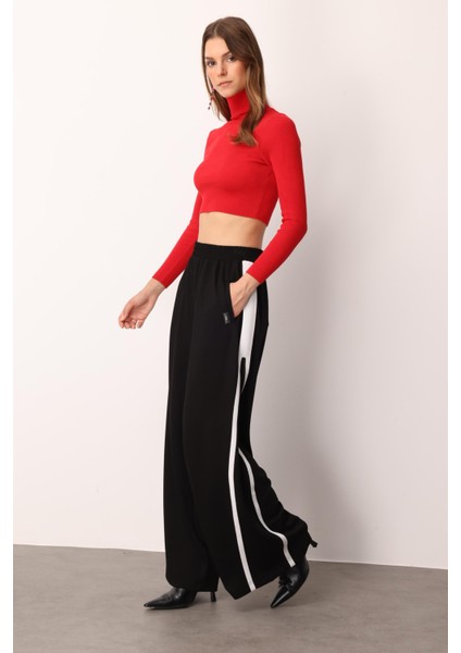 Geniş Paça Modal Pantolon-Siyah fırsatları