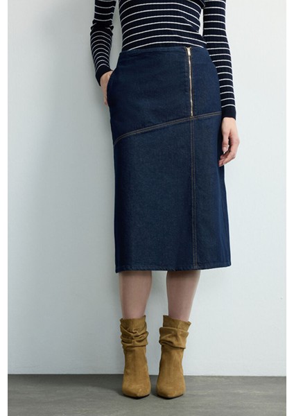 Fermuarlı Denim Etek Lacivert 127M2274000 fiyatları