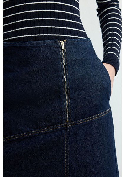 Fermuarlı Denim Etek Lacivert 127M2274000 fırsatları