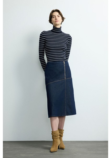 Fermuarlı Denim Etek Lacivert 127M2274000 indirimleri