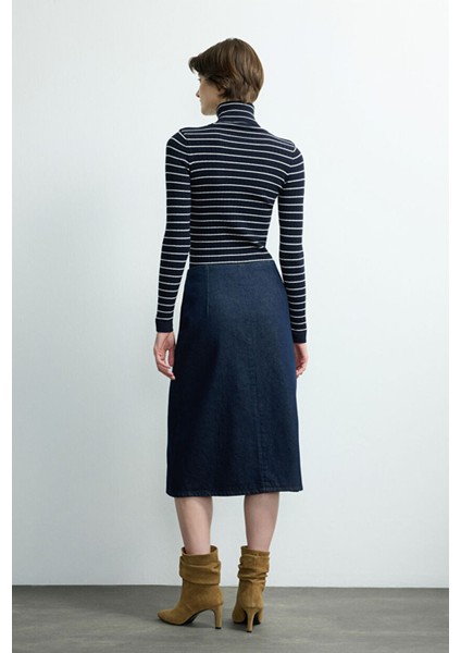 Fermuarlı Denim Etek Lacivert 127M2274000