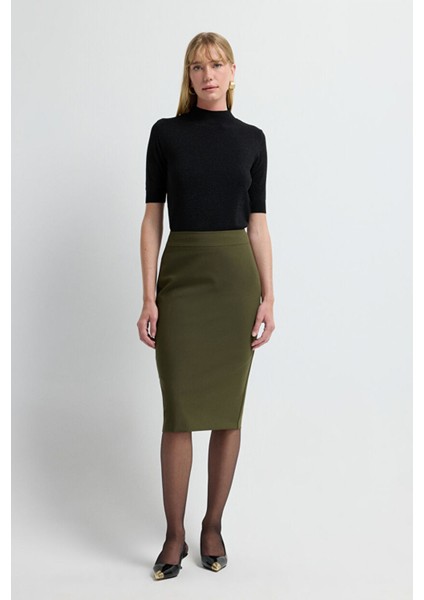 Arkadan Fermuarlı Kalem Etek Haki 12709135117 fiyatları