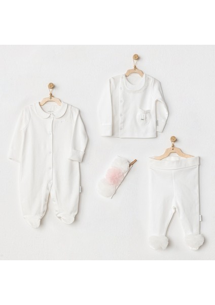 AC24501 Petit Love Newborn Tüllü 4 Parça Set Ekru