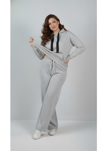 Kadın Büyük Beden Uzun Kollu Kapüşonlu Eşofman Takımı 8228-26