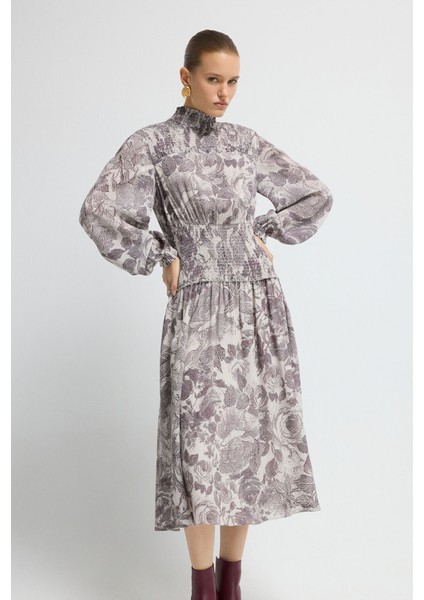 Desenli Uzun Kollu Elbise Emp.murdum 12445942000 fiyatları