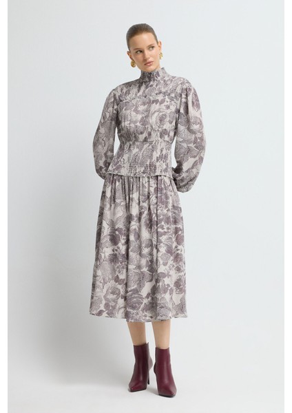 Desenli Uzun Kollu Elbise Emp.murdum 12445942000 fırsatları