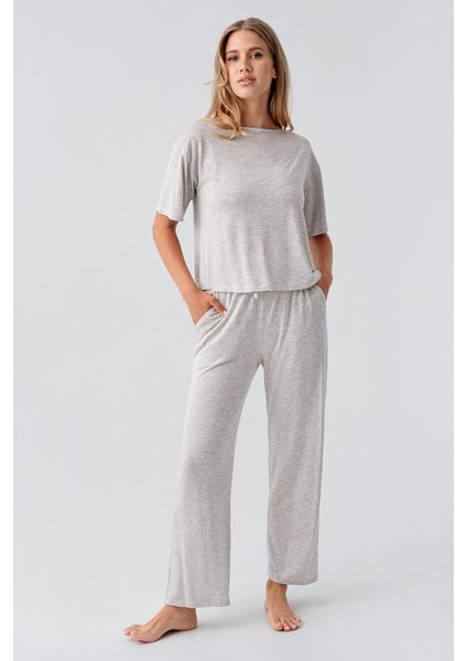 Kısa Kollu Esnek Viskoz Pijama Takım 18215