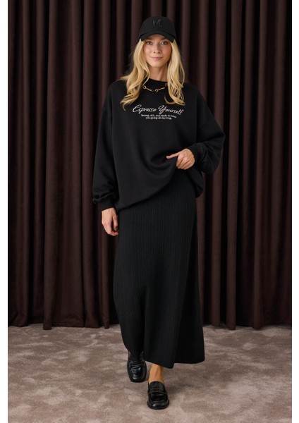 Dokulu Triko Etek Siyah fırsatları