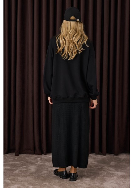 Dokulu Triko Etek Siyah