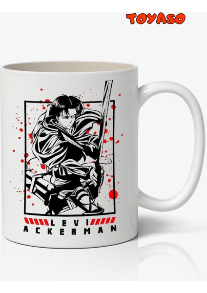 Attack On Titan Levi Ackerman Anime Temalı Beyaz Kupa Bardak Sevgiliye Arkadaşa Hediye