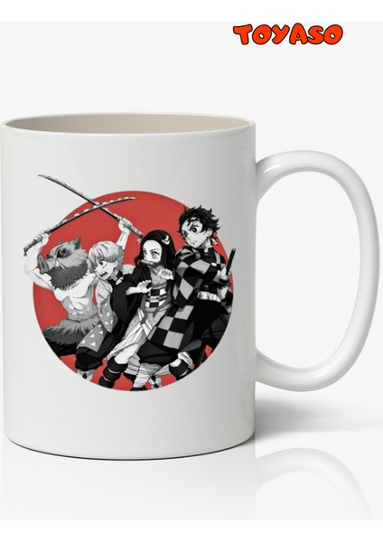 Demon Slayer Iblis Keser Japan Anime Temalı Beyaz Kupa Bardak Sevgiliye Arkadaşa Hediye