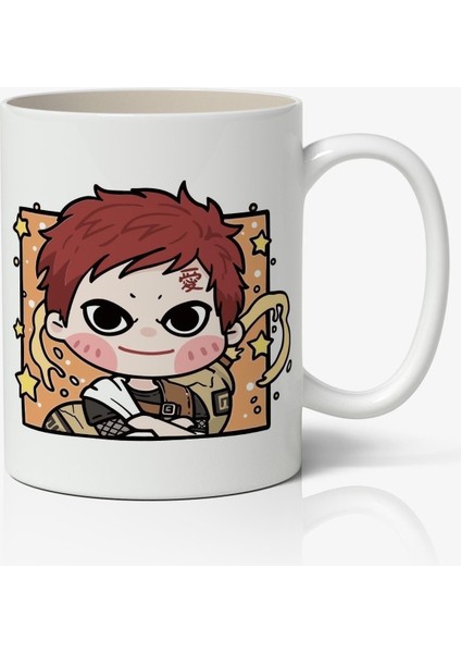 Naruto Gaara Avatar Cute Anime Temalı Beyaz Kupa Bardak Sevgiliye Arkadaşa Hediye